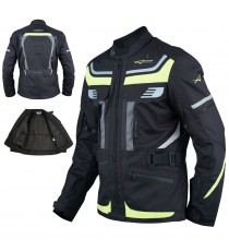 Giacca Moto Scooter Tessuto Protezioni CE Impermeabile Riflettente Fluo