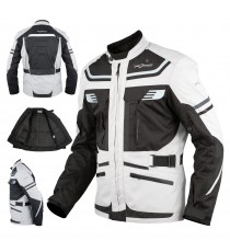 Giacca Moto Scooter Tessuto Protezioni CE Impermeabile Riflettente Grigio