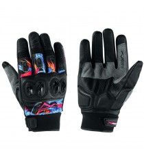 Guanto Pelle Tessuto Tecnico Traspirante Estivo Moto Motocross Blu