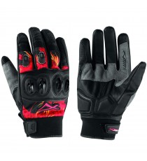 Guanto Pelle Tessuto Tecnico Traspirante Estivo Moto Motocross Rosso