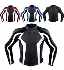 Giacca Racing Sport Pelle Moto Giubbino Protezioni Omologate