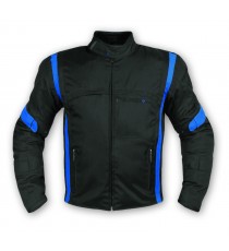 Giacca Moto Tessuto Cordura Manica Staccabile Racing Sport Touring Blu