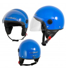 Casco Jet Demi Scooter Moto Omologato ECE 22  Visiera Antigraffio Blu