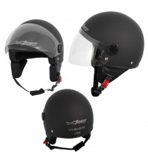 Casco Jet Demi Scooter Moto Omologato ECE 22 Visiera Antigraffio Nero Opaco