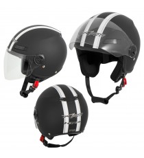 Casco Jet Scooter Moto Quad Omologato ECE 22-06 Visiera Nero Opaco Sonicmoto