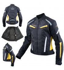 Moto Giacca Donna Sport Impermeabile Tessuto Riflettente Fluo