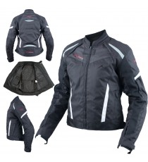 Moto Giacca Donna Sport Impermeabile Tessuto Riflettente Nero