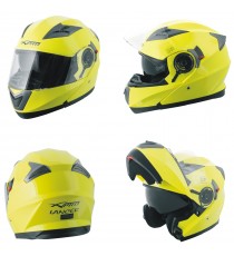 Casco Modulare Apribile Moto Touring Sport Visiera Parasole Giallo Fluo