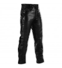 Pantaloni Pelle Moto Custom  Taglio Jeans Classico 5 Tasche Country
