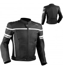 Giacca Giubbino Moto Pelle Sfoderabile Sport Custom Bianco Protezioni Omologate