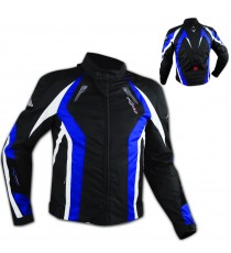 Giacca Cordura Tessuto Sportiva Traspirante Moto Termico Protezioni CE Blu