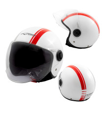 Jet Helmet Medley A-Pro Moto Whit Red Sonicmotoshop  A-pro Composit
