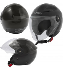 MIDWAYBLAC - Casco jet in policarbonato Visiera Lunga Nero