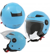 MIDWAYLIBL - Casco jet in policarbonato Visiera Lunga Azzurro