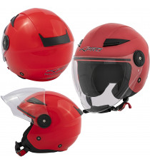 MIDWAYRED - Casco jet in policarbonato Visiera Lunga Rosso