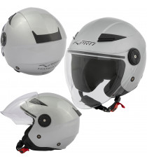 MIDWAYSILV - Casco jet in policarbonato Visiera Lunga Argento