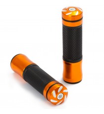Paio Manopole Manubrio Moto Universale Metallo Gomma Antiscivolo A-Pro Oro