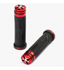 Moto Manopole Manubrio Gomma Antiscivolo Universale Motocross SonicMoto Rosso