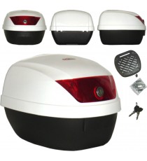 Bauletto Moto 28 Litri Scooter Valigia Rigida Universale Completo Piastra Bianco