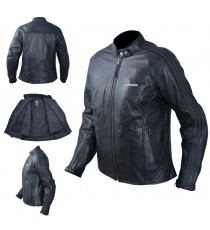 Giacca Pelle Donna Moto Protezioni CE Fodera Termica Removibile