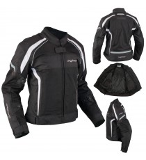 Donna Giacca Moto Tessuto Impermeabile Traspirante Riflettente Bianco