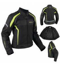 Donna Giacca Moto Tessuto Impermeabile Traspirante Riflettente Fluo