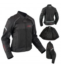 Donna Giacca Moto Tessuto Impermeabile Traspirante Riflettente Nero