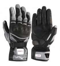 Guanto Sport Moto Pelle Corto Foderato Protezioni Imbottito Racing Sport Argento