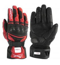 Guanto Sport Moto Pelle Corto Foderato Protezioni Imbottito Racing Sport Rosso