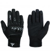 Guanto Moto Tessuto Corto Protezioni Carbonio Traspirante Prese Aria Nero