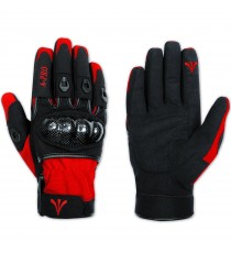 Guanto Moto Tessuto Corto Protezioni Carbonio Traspirante Prese Aria Rosso