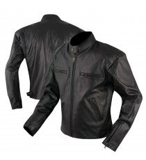 Giacca Custom Naked Vintage Moto Giubbino Pelle Foderata Tasche per Protezioni