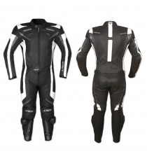 Tuta Pelle Moto Racing Pista Sport 2 Pezzi Divisibile Spezzato Prese Aria Nero