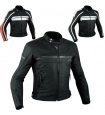 Sport Giacca Pelle Moto Naked Custom Protezioni Omologate CE Rinforzo Schiena