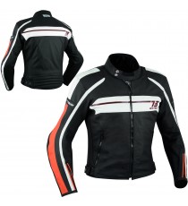 Giacca Pelle Moto Custom Protezioni Omologate CE Rinforzo Schiena Arancione