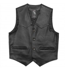 Gilet Custom Moto Chopper Foderato Pelle Classico Bottoni Tascha Interna