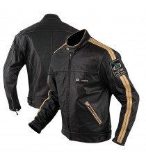 Giacca Pelle Moto Naked Custom Protezioni Omologate CE Rinforzo Schiena Bianco