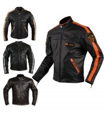 Giacca Pelle Moto Naked Custom Protezioni Omologate CE Rinforzo Schiena