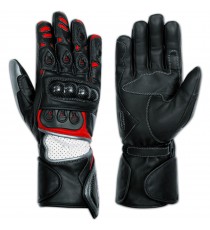 Guanto Pelle Moto Traspirante Pista Sportivo Prese Aria Estivo Racing Rosso