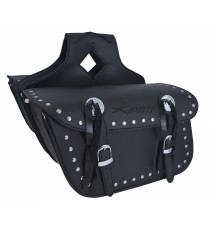 Borsa Bisacce Moto Customo Chopper Borchie Cromate Nero Saddle Bags