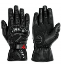 Guanto Pelle Moto Protezioni Carbonio Prese Aria Imbottito Traspirante A-Pro