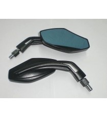 Coppia Specchietti Moto Specchio Retrovisore Naked Custom Metallo Nero DX+SX