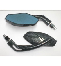 Coppia Specchietti Moto Specchio Retrovisore Naked Custom Metallo Carbon DX+SX