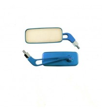Coppia Specchietti Specchio Retrovisore Moto Naked Custom Metallo Blu DX+SX