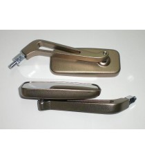 Coppia Specchietti Specchio Retrovisore Moto Naked Custom Metallo Titanio DX+SX