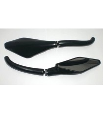 Coppia Specchietti Specchio Retrovisore Moto Custom Naked Metallo Nero DX+SX