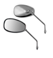 Coppia Retrovisori Specchietti Specchi Moto Scooter Cromati DX + SX M10 mm