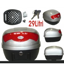 Bauletto Baule Moto Scooter 29 Litri Valigia Piastra Universale Argento