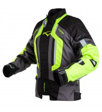 Giacca Touring Moto Protezioni Cordura CE Impermeabile Tessuto Fluo