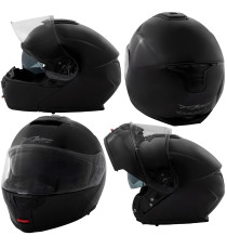 Casco Modulare Moto Apribile Visiera Parasole Touring Sport Nero